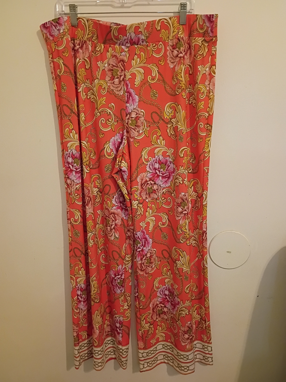 Boston Proper Women's Coral Floral Wide-Leg Palazzo Pants Sz XL‎